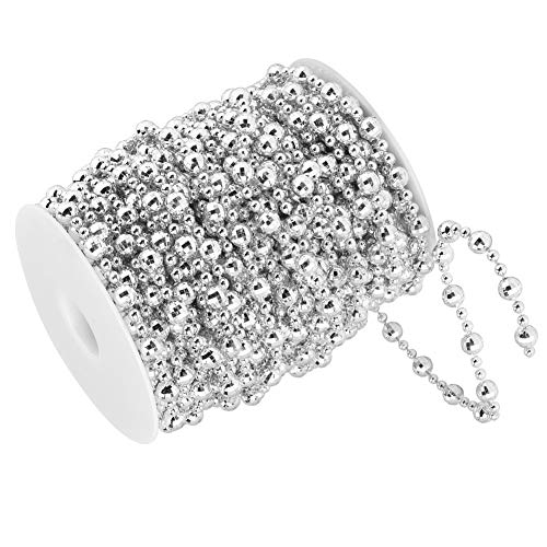 Weihnachtsbaum-Perlenkette, 20 m Perlengirlande, ABS-Perlenkette, dekorative Perlenkette für Hochzeit, Kleidung, DIY (Silber) von Wakects