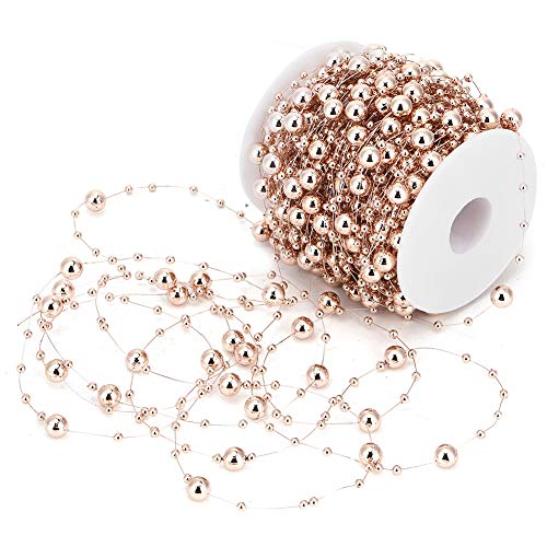 Weihnachtsbaum-Perlenkette, Roségold, 30 m, Perlenkette aus ABS-Kunststoff, für Hochzeiten, Kostüme, Bastelarbeiten von Wakects