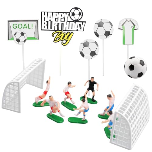 WakiHong 15 Stück FußBall Tor Dekor Happy Birthday FußBall Tortendeko Fussball Figuren Deko für Sport FußBall Party Festival Junge Geburtstag von WakiHong