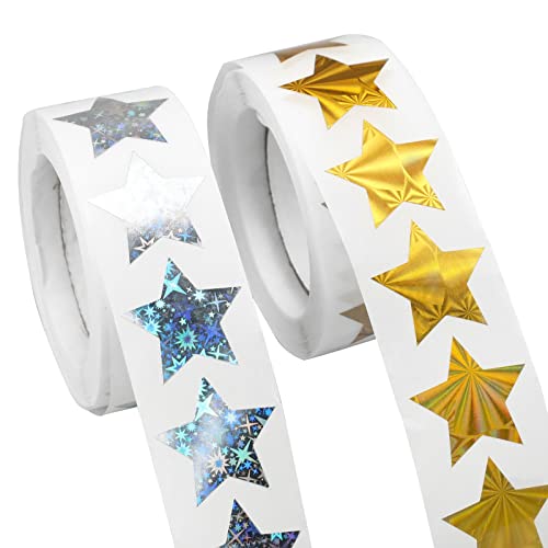 WakiHong 2 Bände Aufkleber Goldene und Silberne Sterne Groß Glitzer Sticker WakiHong 2 Bände Aufkleber Goldene und Silberne Sterne Groß Glitzer Sticker von WakiHong