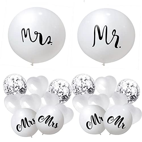 WakiHong 21 Stück Luftballons Hochzeit MR & MRS Luftballons Helium Ballon Hochzeit für Standesamt, Verlobung,Hochzeitsgeschen,Hochzeitstag,Party von WakiHong