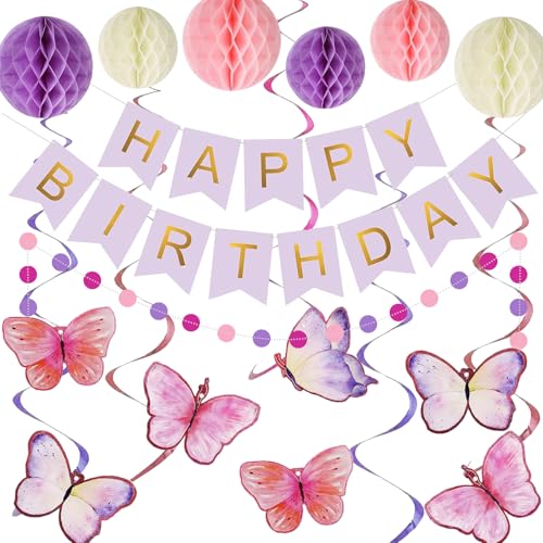 WakiHong Happy Birthday Girlande Happy Birthday Banner mit Wabenball Happy Birthday Deko Schmetterlinge Hängende Wirbel Streamer für Mädchen Junge Mann Frauen Geburtstags Dekorationen WakiHong Happy Birthday Girlande Happy Birthday Banner mit Wabenball Happy Birthday Deko Schmetterlinge Hängende Wirbel Streamer für Mädchen Junge Mann Frauen Geburtstags Dekorationen von WakiHong