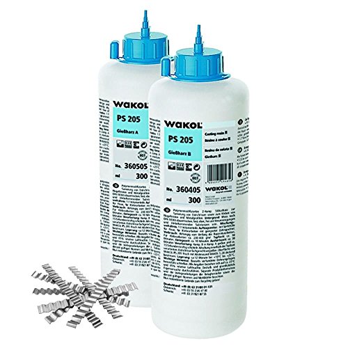 WAKOL PS 205 Gießharz A & B 6 er Pack (6x A + 6 xB + 90 Estrichklammern) von Wakol