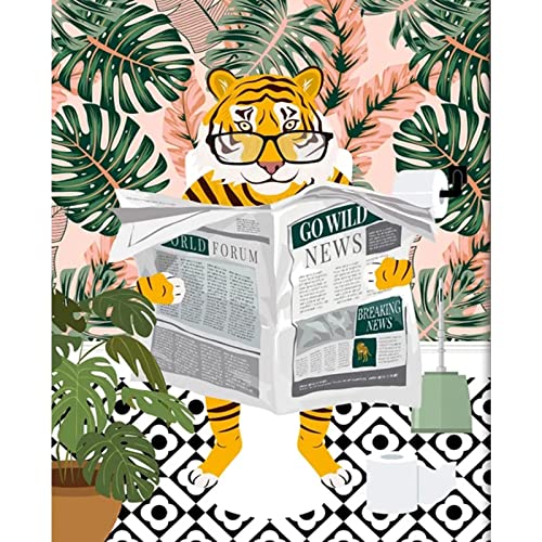 DIY Malen nach Zahlen für Erwachsene Badezimmer Tier DIY Digital Ölgemälde Acrylfarbe Tiger auf Toilette Malerei Kits Leinwand Wandkunst Grüne Blätter Lustige Raumdekoration 50 x 40 cm (DIY Rahmen) DIY Malen nach Zahlen für Erwachsene Badezimmer Tier DIY Digital Ölgemälde Acrylfarbe Tiger auf Toilette Malerei Kits Leinwand Wandkunst Grüne Blätter Lustige Raumdekoration 50 x 40 cm (DIY Rahmen) von Walarky
