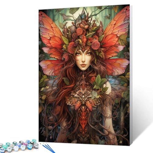 Elegantes Engel-Gemälde nach Zahlen für Schüler und Anfänger, Leinwand, rote Flügel, DIY-Ölgemälde für Erwachsene, mit Pinseln und Acryl-Pflanzenbild für Heimdekoration, Geschenke, 40,6 x 50,8 cm (DIY Elegantes Engel-Gemälde nach Zahlen für Schüler und Anfänger, Leinwand, rote Flügel, DIY-Ölgemälde für Erwachsene, mit Pinseln und Acryl-Pflanzenbild für Heimdekoration, Geschenke, 40,6 x 50,8 cm (DIY von Walarky