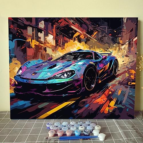 Lebendiges Gemälde, abstraktes Auto mit buntem Malen nach Zahlen für Erwachsene, Anfänger, digitales Ölgemälde-Set auf Leinwand mit Pinseln und Acrylpigmenten, Autobild für Heimdekoration, 40,6 x 50,8 Lebendiges Gemälde, abstraktes Auto mit buntem Malen nach Zahlen für Erwachsene, Anfänger, digitales Ölgemälde-Set auf Leinwand mit Pinseln und Acrylpigmenten, Autobild für Heimdekoration, 40,6 x 50,8 von Walarky