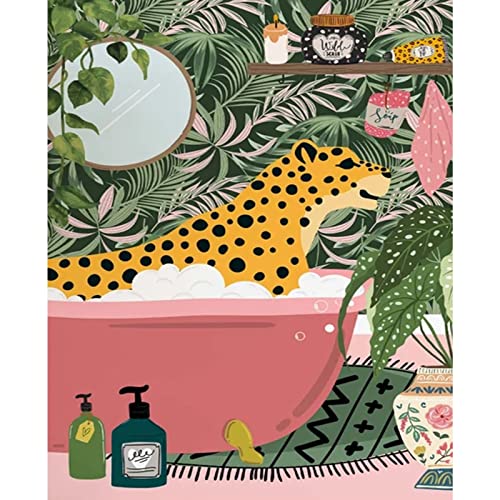 Leopard DIY Malen nach Zahlen für Erwachsene Badezimmer Tier-Digital-Ölgemälde-Kits auf Leinwand mit Pinseln und Acryl-Pigment Badewanne Dschungelmalerei lustige Kunst für Heimdekoration Geschenk Leopard DIY Malen nach Zahlen für Erwachsene Badezimmer Tier-Digital-Ölgemälde-Kits auf Leinwand mit Pinseln und Acryl-Pigment Badewanne Dschungelmalerei lustige Kunst für Heimdekoration Geschenk von Walarky