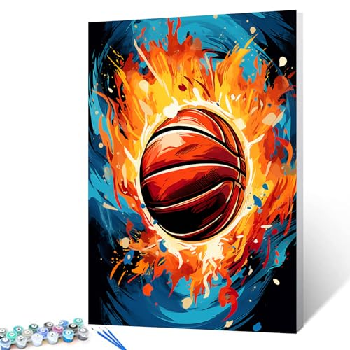 Malen nach Zahlen, Motiv: Basketball mit Flammen, Graffitic, Sport, 40,6 x 50,8 cm, Leinwand, Basketball auf Feuer, DIY-Ölgemälde für Kinder, Erwachsene, Anfänger, mit Pinseln und Acryl-Boho-Kunst Malen nach Zahlen, Motiv: Basketball mit Flammen, Graffitic, Sport, 40,6 x 50,8 cm, Leinwand, Basketball auf Feuer, DIY-Ölgemälde für Kinder, Erwachsene, Anfänger, mit Pinseln und Acryl-Boho-Kunst von Walarky