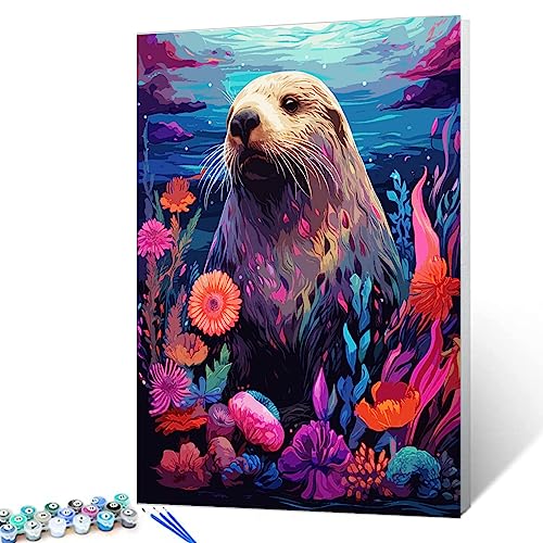 Malen-nach-Zahlen-Set mit niedlichem Siegelhund für Kinder und Erwachsene, Anfänger, Neon-Ozean-Tiere, Leinwand, Ölgemälde mit Pinseln und Acryl, digitales Gemälde, Geschenk, moderne Wanddekoration, Malen-nach-Zahlen-Set mit niedlichem Siegelhund für Kinder und Erwachsene, Anfänger, Neon-Ozean-Tiere, Leinwand, Ölgemälde mit Pinseln und Acryl, digitales Gemälde, Geschenk, moderne Wanddekoration, von Walarky