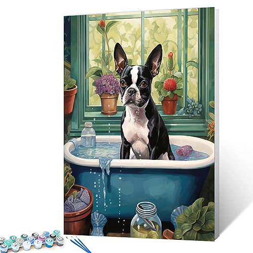 Malen nach Zahlen für Erwachsene, Badezimmer, Tiere, Malen nach Zahlen, Badewanne, DIY, digitales Ölgemälde, Acrylfarbe, Seife, Leinwand, Kits für Wohnzimmer, Wanddekoration, 40,6 x 50,8 cm (ohne Malen nach Zahlen für Erwachsene, Badezimmer, Tiere, Malen nach Zahlen, Badewanne, DIY, digitales Ölgemälde, Acrylfarbe, Seife, Leinwand, Kits für Wohnzimmer, Wanddekoration, 40,6 x 50,8 cm (ohne von Walarky