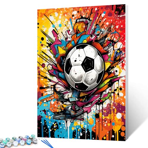 Malen nach Zahlen für Erwachsene, Herren, Ballsport, digitales Ölgemälde-Set auf Leinwand mit Pinseln und Acrylpigment, Graffitisches Straßenkunstbild, Heimdekoration, Geschenke, 40,6 x 50,8 cm Malen nach Zahlen für Erwachsene, Herren, Ballsport, digitales Ölgemälde-Set auf Leinwand mit Pinseln und Acrylpigment, Graffitisches Straßenkunstbild, Heimdekoration, Geschenke, 40,6 x 50,8 cm von Walarky