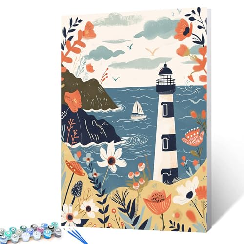 Malen nach Zahlen für Erwachsene, Kinder und Anfänger, Motiv: Segelboot, Blumenriff, zum Selbermachen, einfache Leinwand, Ölgemälde, Acryl-Pigment-Kits, Meereslandschaft, Heimdekoration, Geschenk, Malen nach Zahlen für Erwachsene, Kinder und Anfänger, Motiv: Segelboot, Blumenriff, zum Selbermachen, einfache Leinwand, Ölgemälde, Acryl-Pigment-Kits, Meereslandschaft, Heimdekoration, Geschenk, von Walarky