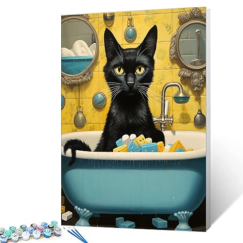 Malen nach Zahlen für Erwachsene, Malen nach Zahlen, Katze, Badezimmer, Malen nach Zahlen, Anfänger, Acryl-Pigment für Kunst, Handwerk für Zuhause, Wand, Wohnzimmer, Dekoration, 40,6 x 50,8 cm Malen nach Zahlen für Erwachsene, Malen nach Zahlen, Katze, Badezimmer, Malen nach Zahlen, Anfänger, Acryl-Pigment für Kunst, Handwerk für Zuhause, Wand, Wohnzimmer, Dekoration, 40,6 x 50,8 cm von Walarky
