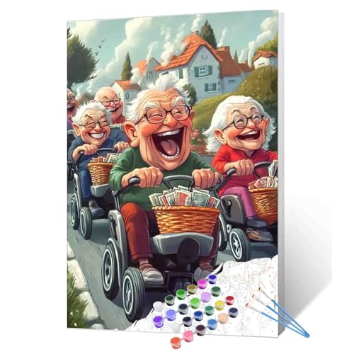 Malen nach Zahlen für Erwachsene, Motiv: Verrückte alte Frau/Mann, Acrylfarbe, digitales Ölgemälde zum Selbermachen, Motiv: Gute Freunde, Radfahren, gemeinsam, Malset, Leinwandkunst Malen nach Zahlen für Erwachsene, Motiv: Verrückte alte Frau/Mann, Acrylfarbe, digitales Ölgemälde zum Selbermachen, Motiv: Gute Freunde, Radfahren, gemeinsam, Malset, Leinwandkunst von Walarky