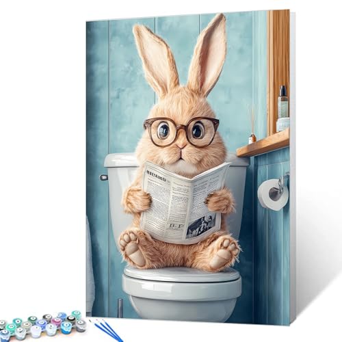 Walarky Malen nach Zahlen für Erwachsene: Hase mit Brille, Acrylfarben-Set auf Leinwand, 40 x 50 cm, Nicht zusammenklappbar Walarky Malen nach Zahlen für Erwachsene: Hase mit Brille, Acrylfarben-Set auf Leinwand, 40 x 50 cm, Nicht zusammenklappbar von Walarky