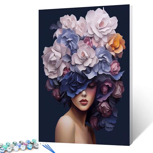 Walarky Malen nach Zahlen für Frauen: Kopfblumen, abstraktes Motiv, nordische Wanddekoration, Ölgemälde nach Zahlen, 40,6 x 50,8 cm, rahmenlos Walarky Malen nach Zahlen für Frauen: Kopfblumen, abstraktes Motiv, nordische Wanddekoration, Ölgemälde nach Zahlen, 40,6 x 50,8 cm, rahmenlos von Walarky
