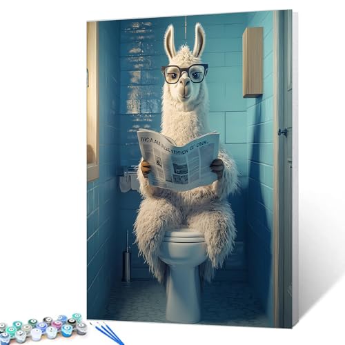Malen nach Zahlen mit Brille auf Leinwand, Motiv: Lama, rote Zeitung, Ölgemälde-Set für Erwachsene, Tiere, die auf der Toilette sitzen, digitale Malerei, Kunsthandwerk, Kunst, Geschenk, Malen nach Zahlen mit Brille auf Leinwand, Motiv: Lama, rote Zeitung, Ölgemälde-Set für Erwachsene, Tiere, die auf der Toilette sitzen, digitale Malerei, Kunsthandwerk, Kunst, Geschenk, von Walarky