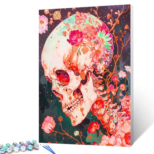 Ölgemälde-Set mit rotem Totenkopf-Blumenmuster, Malen nach Zahlen für Erwachsene, auf Leinwand, Zeichnung, Malerei, Tag der Toten, Abstrast, menschliche Organe, Wandkunst, Basteln, Heimdekoration, Ölgemälde-Set mit rotem Totenkopf-Blumenmuster, Malen nach Zahlen für Erwachsene, auf Leinwand, Zeichnung, Malerei, Tag der Toten, Abstrast, menschliche Organe, Wandkunst, Basteln, Heimdekoration, von Walarky