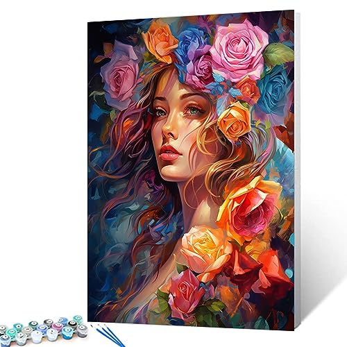 Malen nach Zahlen für Erwachsene, Anfänger, Amerika, Mädchen mit Blütenkopf, Acrylfarbe, Leinwand, Boho-Blumenmalerei, Bauernhaus, Schlafzimmer, Dekor-Kits, Geschenk (40,6 x 50,8 cm) Malen nach Zahlen für Erwachsene, Anfänger, Amerika, Mädchen mit Blütenkopf, Acrylfarbe, Leinwand, Boho-Blumenmalerei, Bauernhaus, Schlafzimmer, Dekor-Kits, Geschenk (40,6 x 50,8 cm) von Walarky