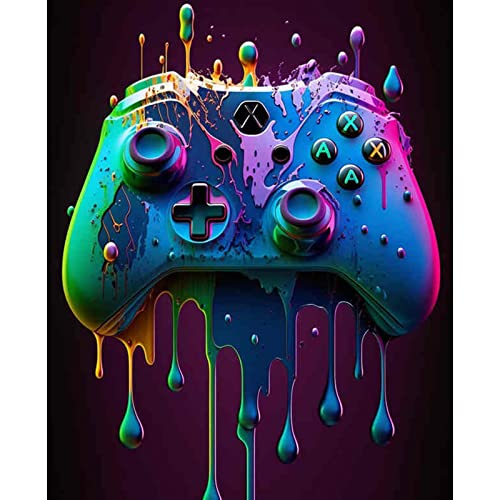 Walarky Game Controller Malen nach Zahlen für Erwachsene DIY Acryl Aquarell Malen nach Zahlen für Kinder Anfänger Kunst Handwerk Leinwand rahmenlos Jungen Zimmer Dekor Kunst Wandbilder(rahmenlos) von Walarky