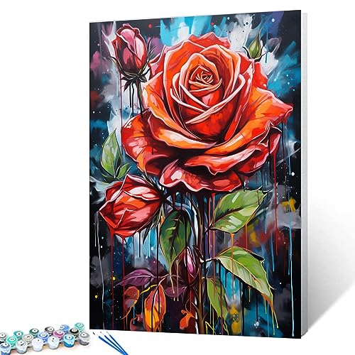 Walarky Malen nach Zahlen, Blumen-Set, 40,6 x 50,8 cm, bunte, romantische Rose, Leinwand, DIY, Graffitic, Straßenkunst, Ölgemälde für Kinder, Erwachsene, Anfänger, mit Pinseln und Acrylkunst Walarky Malen nach Zahlen, Blumen-Set, 40,6 x 50,8 cm, bunte, romantische Rose, Leinwand, DIY, Graffitic, Straßenkunst, Ölgemälde für Kinder, Erwachsene, Anfänger, mit Pinseln und Acrylkunst von Walarky
