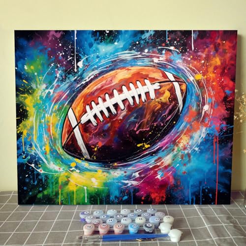 Walarky Malen nach Zahlen, Leinwand für Erwachsene, American Football, DIY-Ölgemälde für Jungen, Erwachsene, Anfänger, mit Pinseln und Acrylpigmenten, Rugby-Sportliebhaber, für Jungenzimmer, Walarky Malen nach Zahlen, Leinwand für Erwachsene, American Football, DIY-Ölgemälde für Jungen, Erwachsene, Anfänger, mit Pinseln und Acrylpigmenten, Rugby-Sportliebhaber, für Jungenzimmer, von Walarky