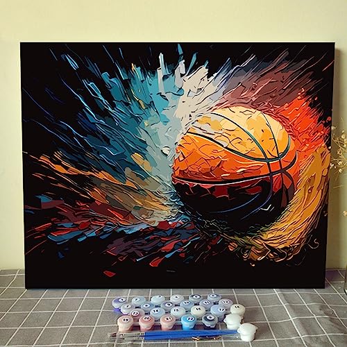 Walarky Malen nach Zahlen Basketball-Bild, Leinwand-Ölgemälde-Set für Kinder und Erwachsene, Acryl-Ölgemälde auf Leinwand, Zahlenmalerei, DIY-Bastelsets für Jungen, Schlafzimmer, Dekoration, von Walarky