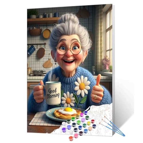 Walarky Malen nach Zahlen "Happy Grandma", Motiv: Granny Eat Breakfast, DIY Malerei auf Leinwand mit Pinseln, Pigment, einfach zu malen, Küche, Handwerk, DIY, Malerei, Heimdekoration, Zeichnungen Walarky Malen nach Zahlen "Happy Grandma", Motiv: Granny Eat Breakfast, DIY Malerei auf Leinwand mit Pinseln, Pigment, einfach zu malen, Küche, Handwerk, DIY, Malerei, Heimdekoration, Zeichnungen von Walarky
