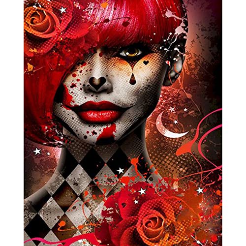 Walarky Malen nach Zahlen für Erwachsene, Motiv: Pokermädchen, buntes Ölgemälde-Set auf Leinwand, mit Pinseln und Acrylpigmenten, rote Blume, Bild für Heimdekoration, 40,6 x 50,8 cm (rahmenlos) von Walarky