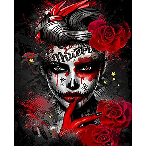 Walarky Malen nach Zahlen für Erwachsene, Motiv: Terror Girl Headshot, Ölgemälde-Set auf Leinwand mit Pinseln und Acrylpigmenten, buntes Kreuzstich-Blumenbild für Heimdekoration, 40,6 x 50,8 cm Walarky Malen nach Zahlen für Erwachsene, Motiv: Terror Girl Headshot, Ölgemälde-Set auf Leinwand mit Pinseln und Acrylpigmenten, buntes Kreuzstich-Blumenbild für Heimdekoration, 40,6 x 50,8 cm von Walarky