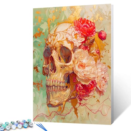Walarky Malen nach Zahlen für Erwachsene auf Leinwand, Motiv: goldener Totenkopf, Ölgemälde nach Zahlen für Anfänger, Körperanatomie, Wandkunst, Heimbüro, Dekoration, 40,6 x 50,8 cm, rahmenlos Walarky Malen nach Zahlen für Erwachsene auf Leinwand, Motiv: goldener Totenkopf, Ölgemälde nach Zahlen für Anfänger, Körperanatomie, Wandkunst, Heimbüro, Dekoration, 40,6 x 50,8 cm, rahmenlos von Walarky