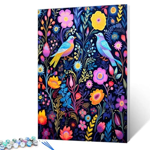 Walarky Malen nach Zahlen für Erwachsene und Anfänger, ein Paar Vögel, Malen nach Zahlen auf Leinwand, einfach zu malen für Anfänger, mit Pigmenten und Pinseln, bunte Blumen ohne Rahmen, 40,6 x 50,8 Walarky Malen nach Zahlen für Erwachsene und Anfänger, ein Paar Vögel, Malen nach Zahlen auf Leinwand, einfach zu malen für Anfänger, mit Pigmenten und Pinseln, bunte Blumen ohne Rahmen, 40,6 x 50,8 von Walarky
