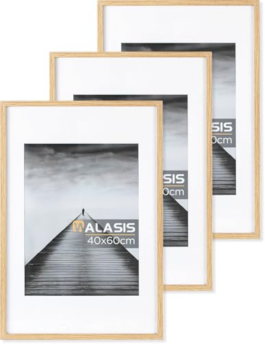 Walasis Bilderrahmen 40x60 Holz mit Passepartout: 3er Set 60x40 Foto Rahmen für Poster - Fotorahmen mit Acrylglas von Walasis