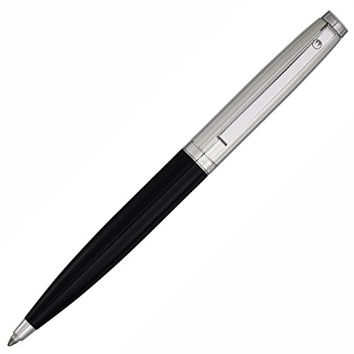 Waldmann Kugelschreiber Tuscany, Linien-Design, schwarz, Sterling Silber von WaldMann