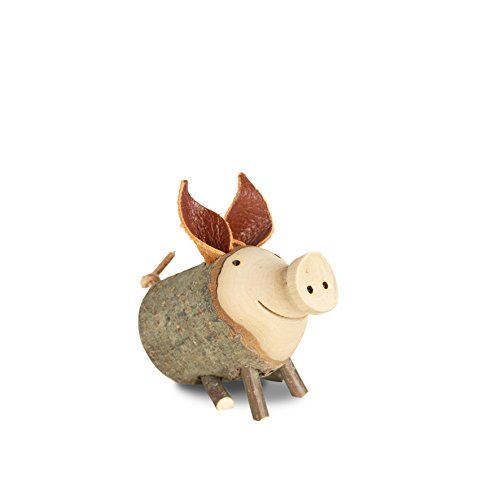 Waldfabrik Black Forest Astholzschwein Dekoration aus Naturholz ideal als Geschenkidee, Größe wählbar (Durchmesser: 2-3 cm sitzend) von Waldfabrik Black Forest
