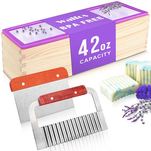 Walfos Silikon-Seifenform – Flexible, rechteckige Kastenform mit Holzbox, Edelstahl gewellt + gerader Schaber für Seifenherstellung, 1,2 l Walfos Silikon-Seifenform – Flexible, rechteckige Kastenform mit Holzbox, Edelstahl gewellt + gerader Schaber für Seifenherstellung, 1,2 l von Walfos