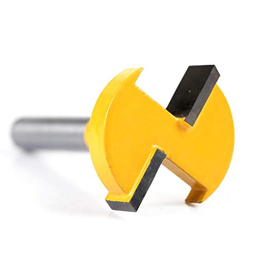 Walfront 1/4" Hartmetall T-Nuten Fräser, Gerader Schnitt, 2 Fluten, für Holzschlitze, 27mm (Gelb) von Walfront