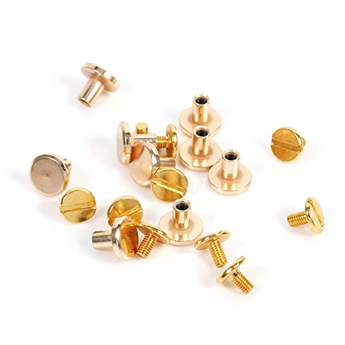 Nieten für Gürtel, 10 Sätze Solide Messingknöpfe Bolzenschraube Stud Nagel Screwback Nieten Leathercraft Studs Gürtel Strap Tasche 5mm, 6.5mm, 8mm Optional(8mm) von Walfront