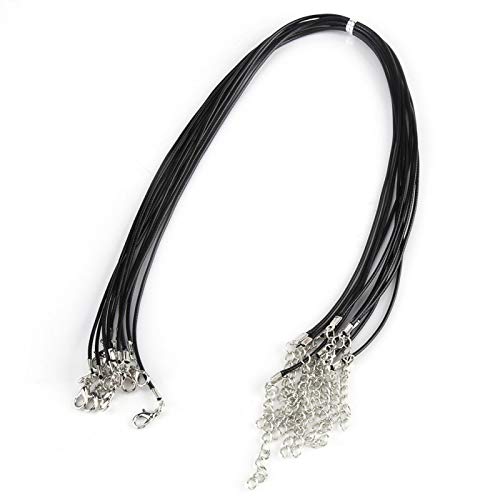 10 Stücke 1,5mm 18 Zoll Wachsschnur Halsketten Kette Geflochtene Kunstleder Schnur Seil mit für DIY Schmuck(schwarz) von Walfront