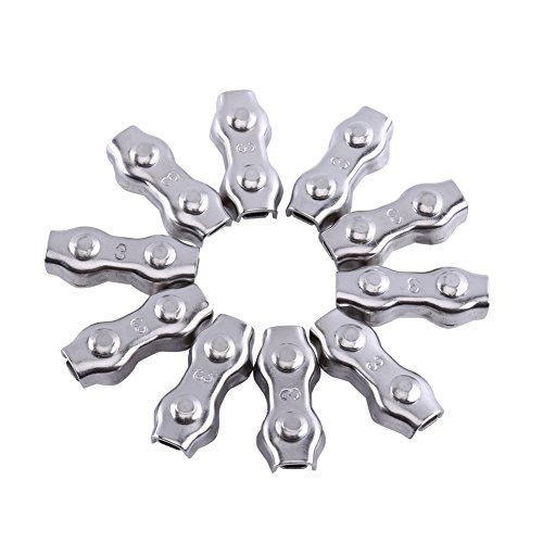 10 Stücke Drahtseilklemmen, M3 Duplex Clips von Edelstahl 2 Post Drahtseil Clip Kabelklemme, Klemme Duplex für Seile 10 Stücke Drahtseilklemmen, M3 Duplex Clips von Edelstahl 2 Post Drahtseil Clip Kabelklemme, Klemme Duplex für Seile von Walfront