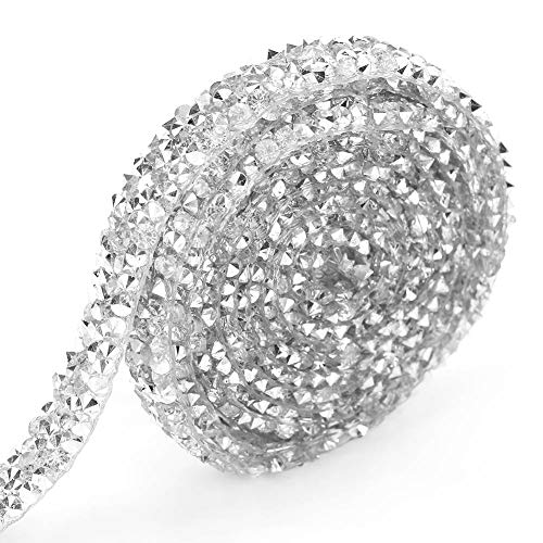 10 Yard Strassband Selbstklebend 10mm Diamant Band Glitzerband, Silber Kunststoff Diamant Mesh Wrap Rolle Strass Ribbon Dekoration von Walfront