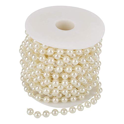 10 m/Rolle Perlenband 8 mm Baumwollschnur künstliche Perlen Schnur Kette Girlande Blumen Hochzeit Dekoration DIY Handwerk Perlenschnur (beige) von Walfront