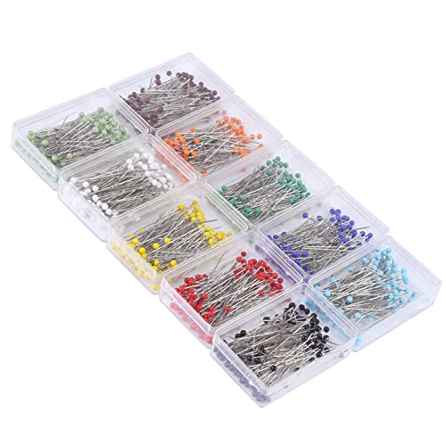 1000 Stück gerade Nadeln Glaskugelkopf bunt 38 mm lang zum Nähen Quilten Nadeln Karte Zaumzeug Ornament DIY Handwerk (1000 Stück) von Walfront