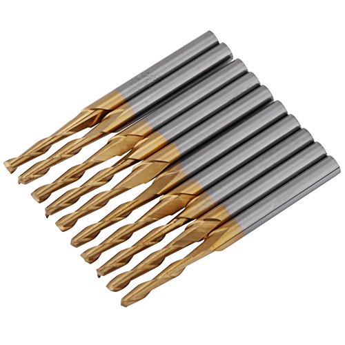 10pcs Schaftfräser Schaftfräser Langer Schaftfräser 2mm Fräser Flöte Fräser Titan Beschichtet Gravur Fräser Schneidwerkzeug Set Zum Gravieren 3,175 Mm Schaft von Walfront