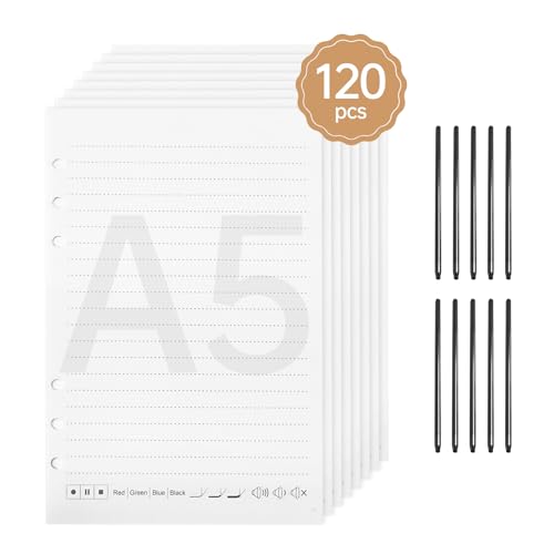 120 Blatt A5 Papier und 10pcs Kugelschreiber -Stift -Nachfüllungen, 6 Loch -Notebook -Nachfüllungen für 6 Ring Nachfüllbare Binder Notebook Planer Tagebuch 120 Blatt A5 Papier und 10pcs Kugelschreiber -Stift -Nachfüllungen, 6 Loch -Notebook -Nachfüllungen für 6 Ring Nachfüllbare Binder Notebook Planer Tagebuch von Walfront