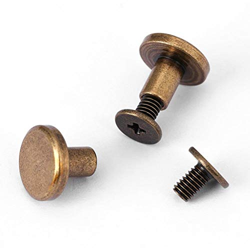 20 Sets Messing Knopfnieten mit flachem Kopf Bronze Lederwaren Schrauben Nagel Nieten DIY Lederhandwerk Metallniete für Gürtel Riemen Tasche Schuhe Dekoration (8 mm) von Walfront