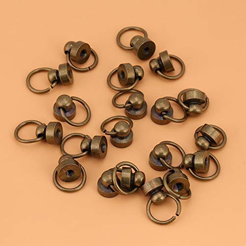 20 Sets Messing Rundkopf Knopf Stud Lederhandwerk Schrauben Nagel Nieten Metall Rivet mit Pull Ring Schnalle für Gürtel Strap Tasche Schuhe(bronze) von Walfront