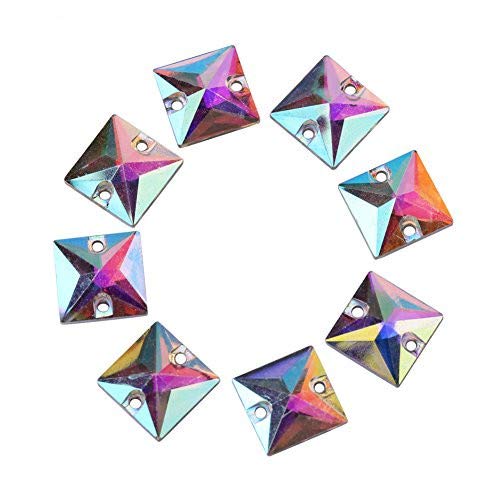 200 Teile/Paket Acrylharz Flatback Nähen auf Strass Knöpfe Tropfenförmige Kristall Zubehör mit 2-loch für DIY Handwerk Dekoration(10 * 10mm-AB-Farbe) von Walfront