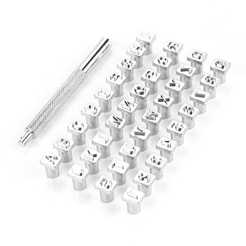 36 Stück Stahlstanzer Alphabet Buchstaben Zahlen Stempel-Set 3 mm/6 mm Stahlstanzer Metall Leder Stanzwerkzeuge DIY Lederhandwerk Werkzeuge (6 mm) von Walfront