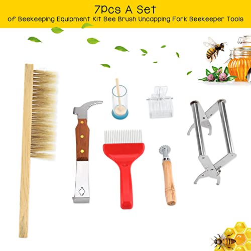 7PCS -Bienenkeekeewerkzeuge mit Abrasiven Pinselbienenbürste Unklarende Gabelrahmenhalter Zum Trennen von Kisten und Zum Abkratzen von Wachs 7PCS -Bienenkeekeewerkzeuge mit Abrasiven Pinselbienenbürste Unklarende Gabelrahmenhalter Zum Trennen von Kisten und Zum Abkratzen von Wachs von Walfront
